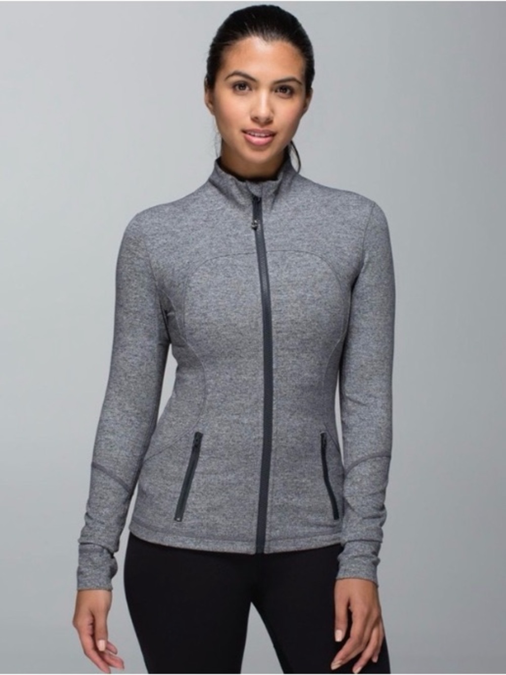 lululemon athletica Deep Heathered Coal Full-Zip Forme Jacket size 8 EUC